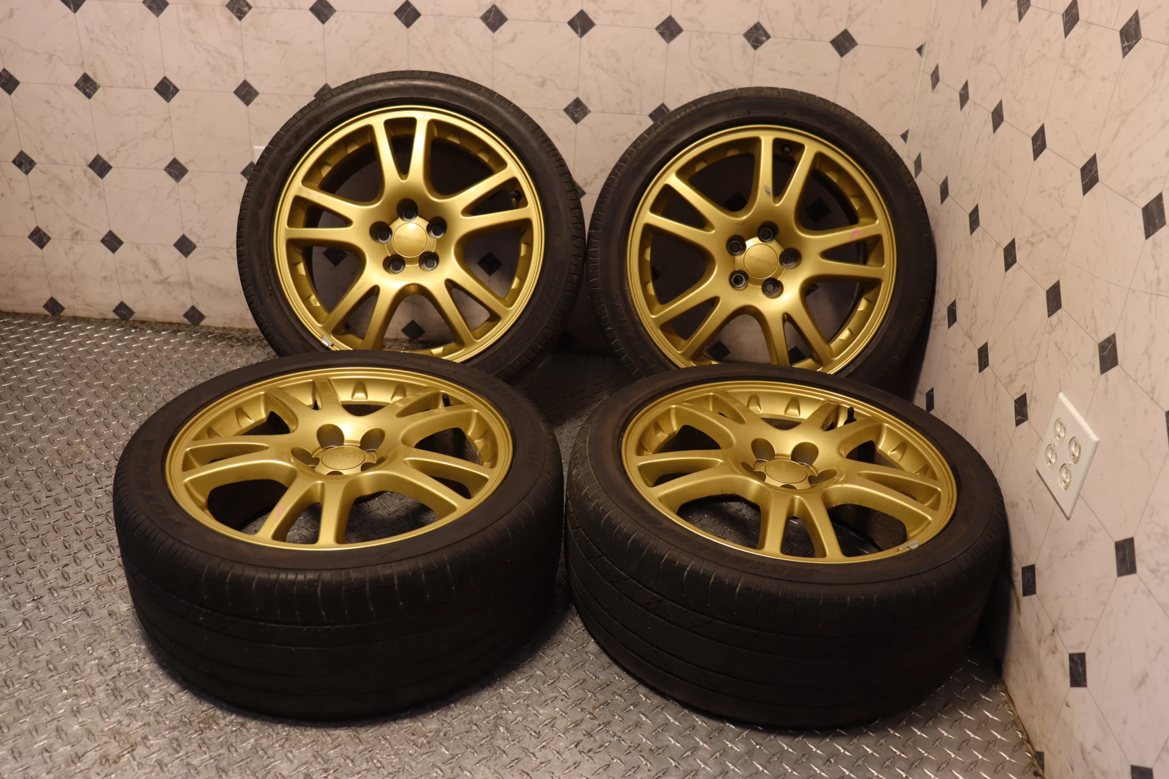 JDM Subaru WRX STI version 7 Gold Wheels - Image 4